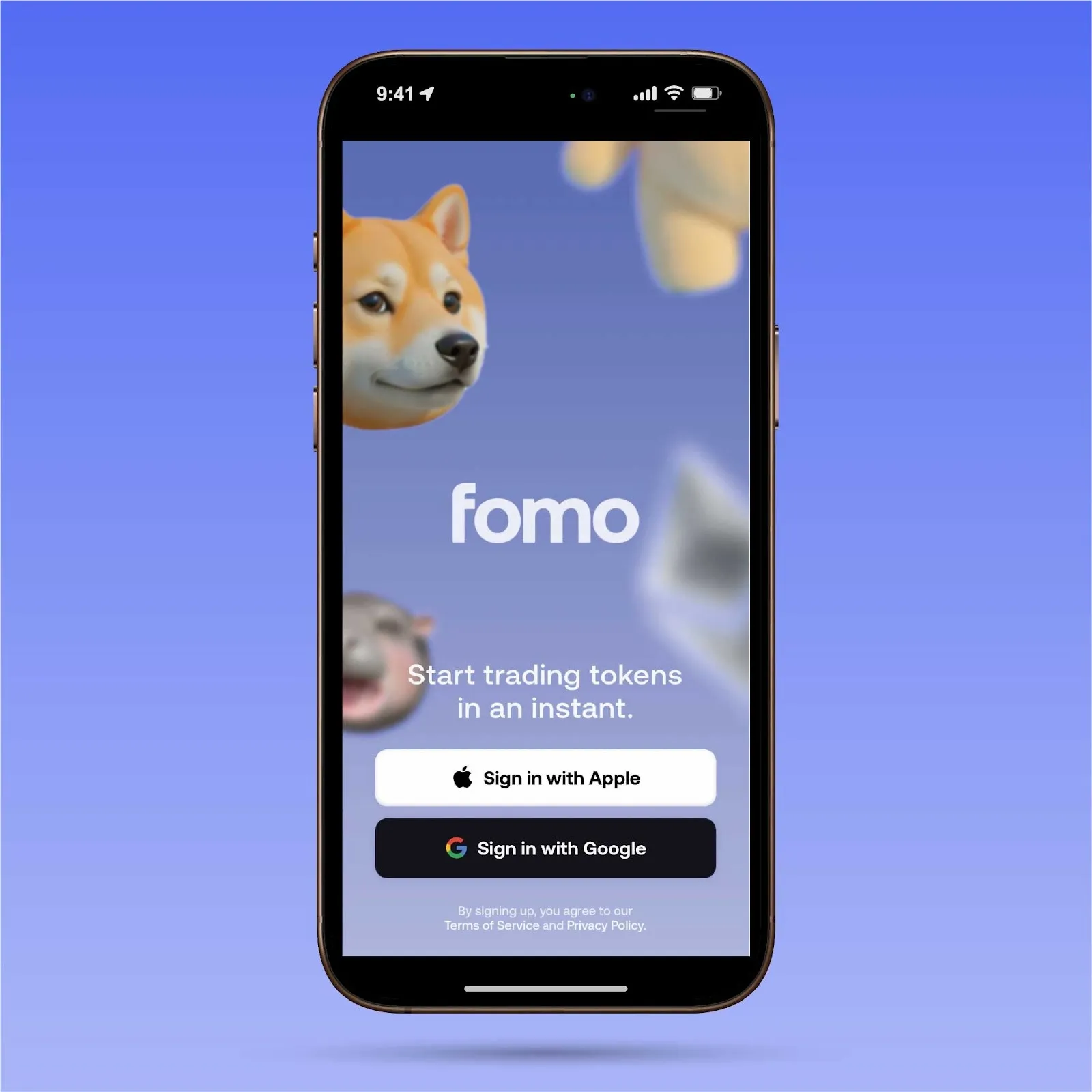 fomo sign-in: Sign in with Apple or Google